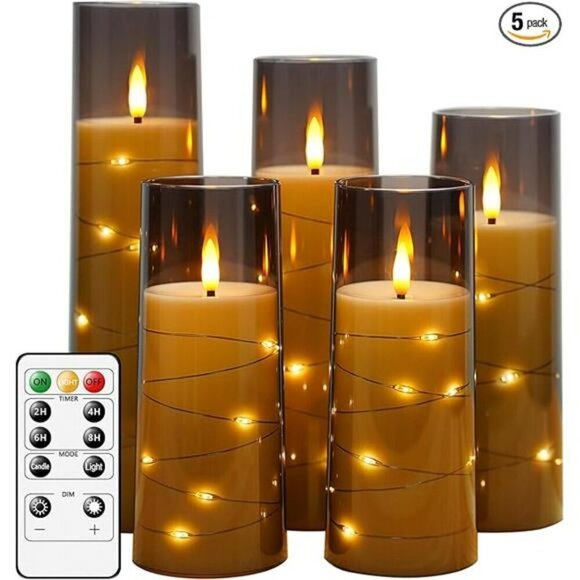 Flameless LED Candles with Timer 5 Pc Flickering Flameless Candles for Romantic - Picture 7 of 7